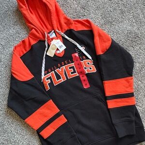 NHL Philadelphia Flyers Black and Orange big youth Hoodie